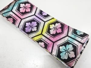 花亀甲模様織り出し　リバーシブル踊り用半幅帯